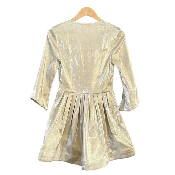 Cavanagh Baker Cara Dress Size 2 Gold Metallic Structured - Picture 3 of 6
